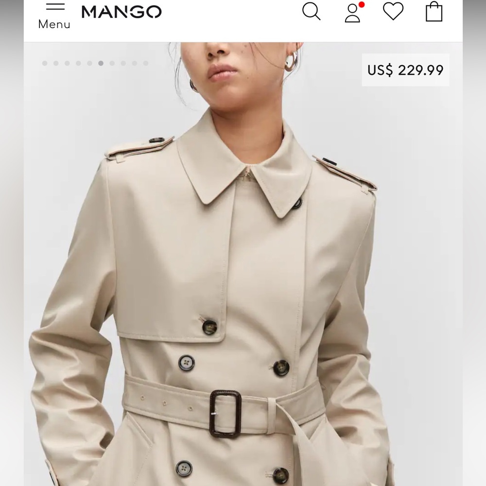 Mango double breasted trench coat